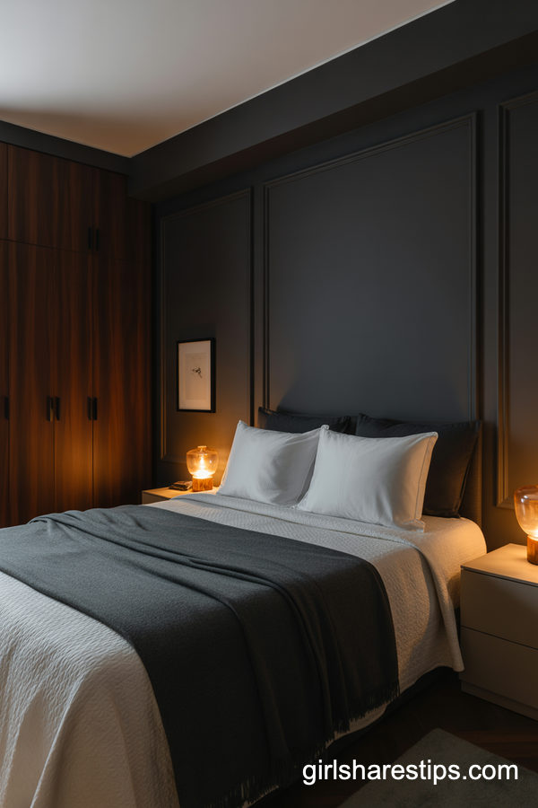 Moody Small Bedroom With Built-In Dark Wardrobe