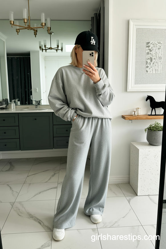 Cozy Matching Gray Sweatsuit And Cap