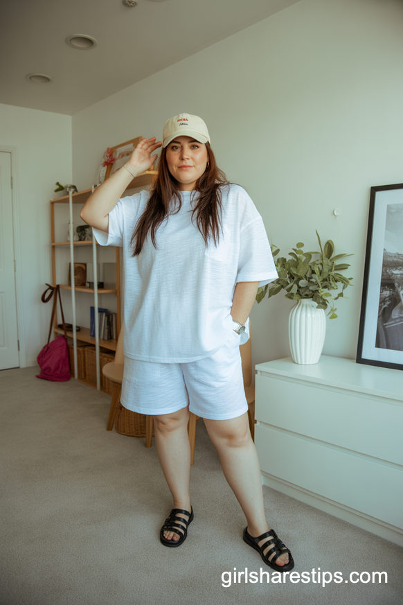 All-White Tee And Shorts Summer Look