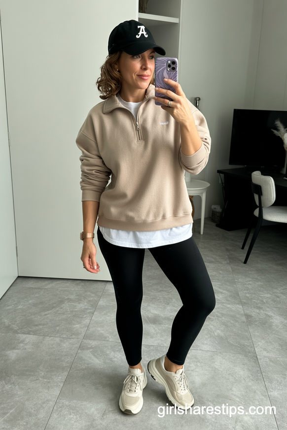 Quarter-Zip Pullover With Fitted Leggings
