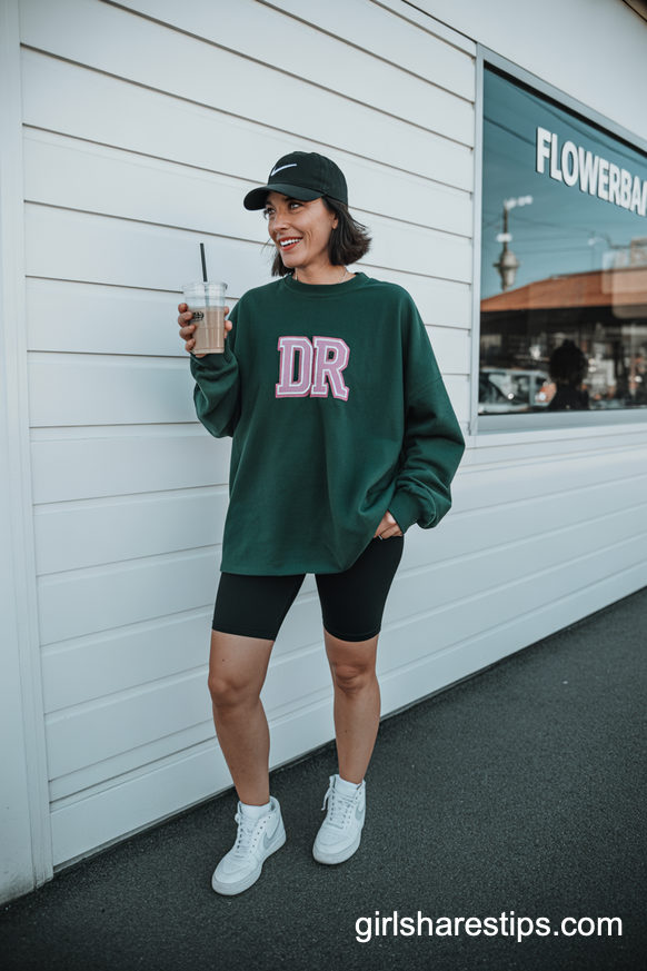 Oversized Graphic Sweater With Biker Shorts