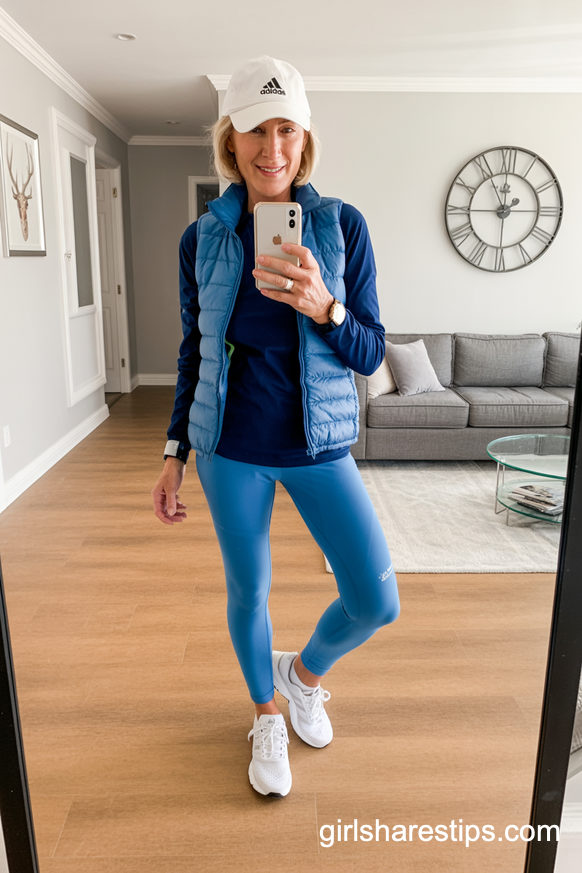 Monochrome Blue Leggings And Vest Set