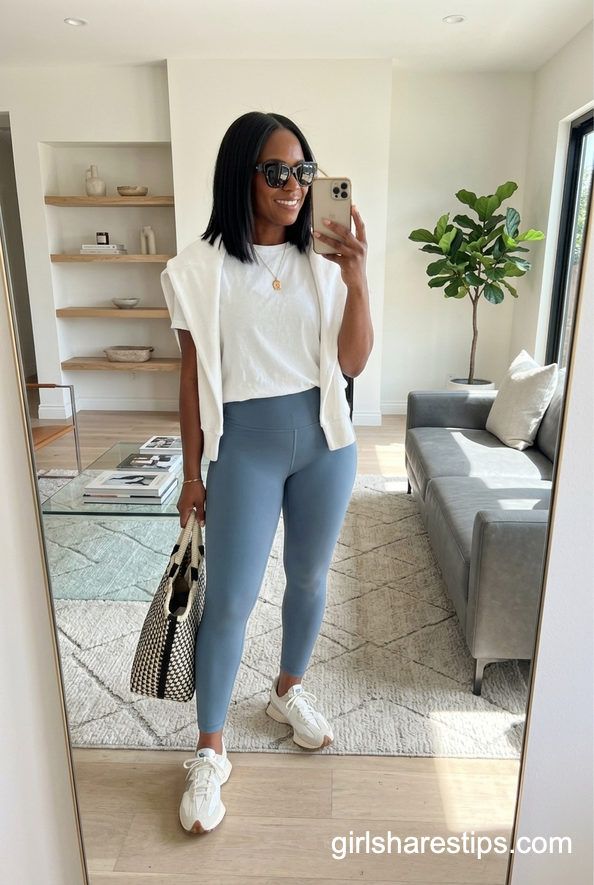 Simple White Tee And Classic Black Leggings