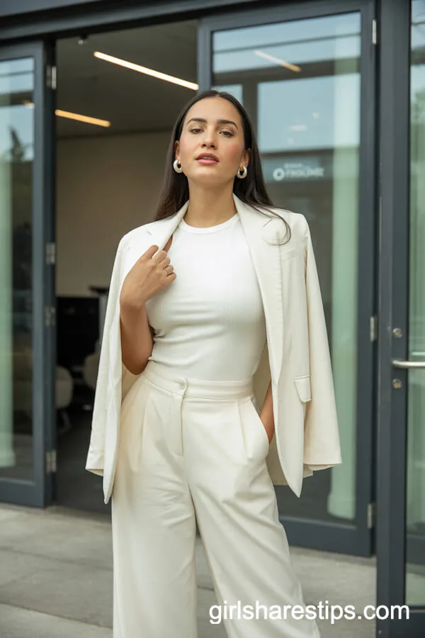 Chic All-White Corporate Ensemble