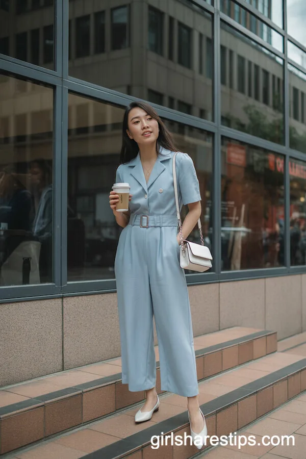 Powder Blue Jumpsuit Spring Workwear Idea