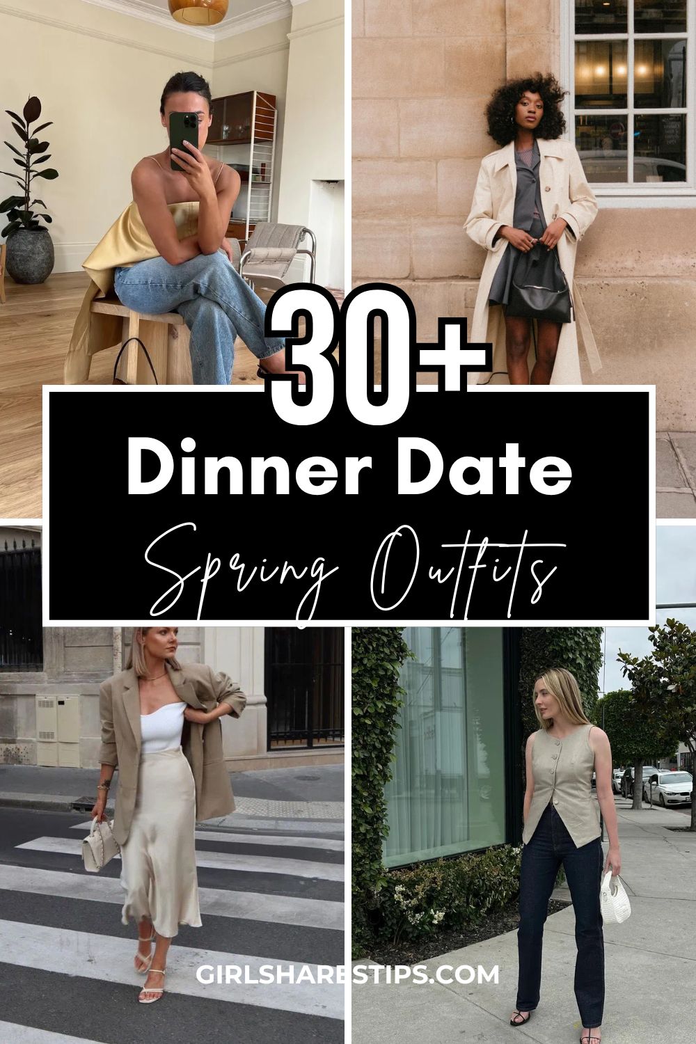 spring dinner date outfit ideas collage
