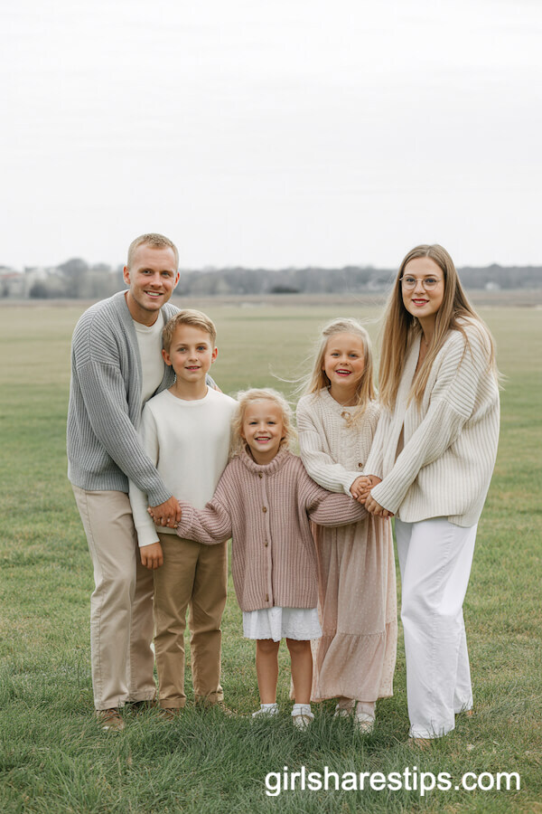Soft Pastel Outfit Layers for a Breezy Family Photo Session