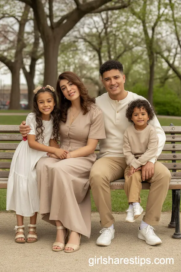 Neutral Tones for a Relaxed Hispanic Family Look