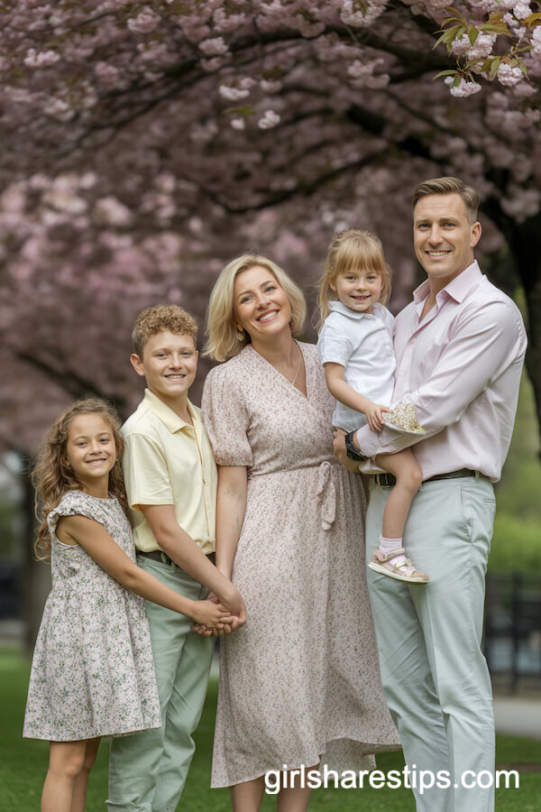 Elegant Pastel and Floral Spring Outfits for a Family of Five