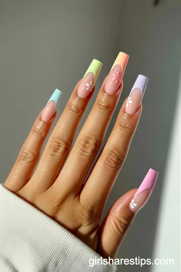 Soft Yellow Almond Nails with Realistic Daffodil Accents