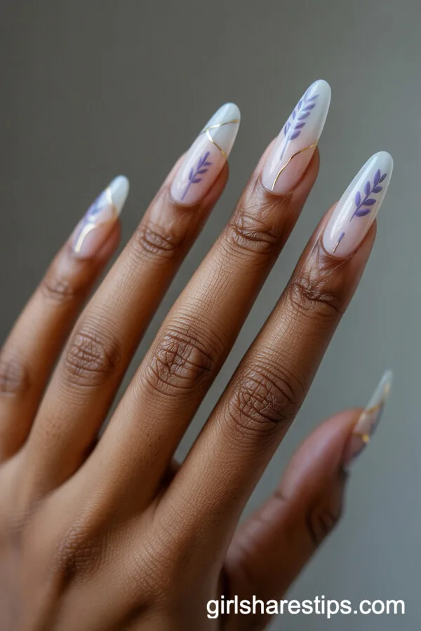 Spring Pink Coffin Nails Featuring White and Pink Carnations
