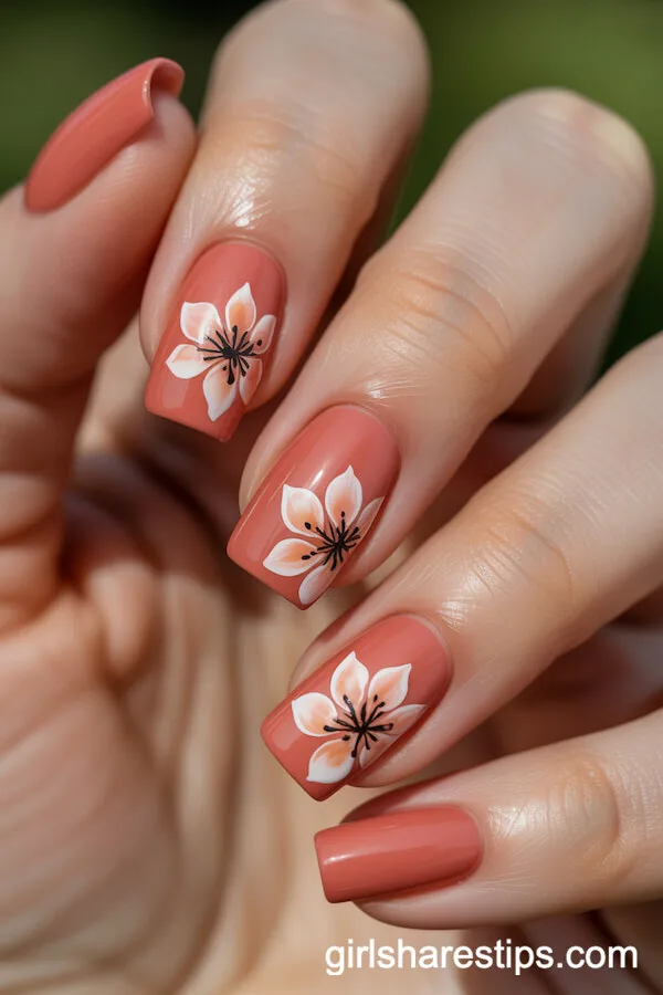 Pastel Coffin Nails with Different Wildflower Designs