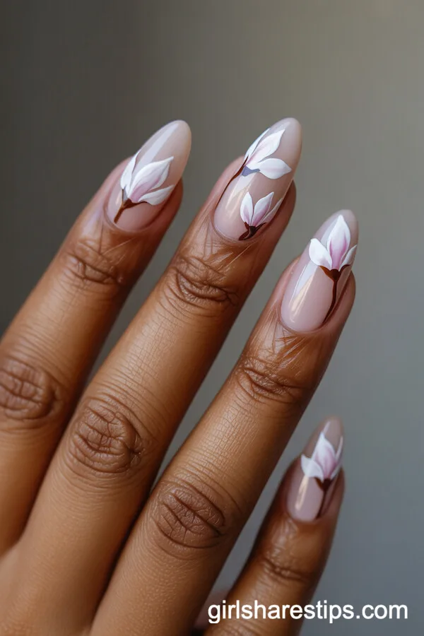 Long Oval Sky-Blue Nails with Realistic Sunflower Art