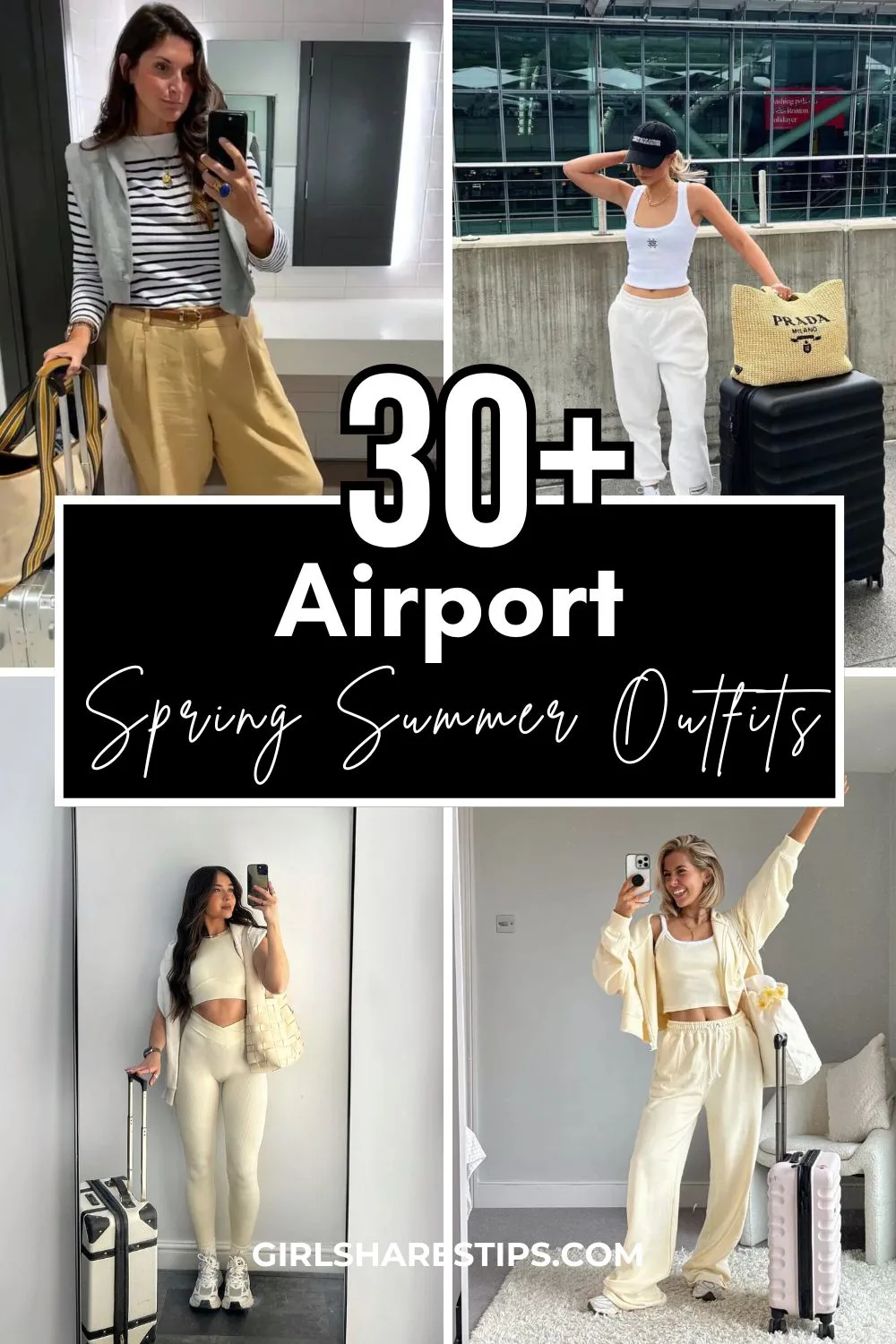 spring summer airport outfit ideas collage