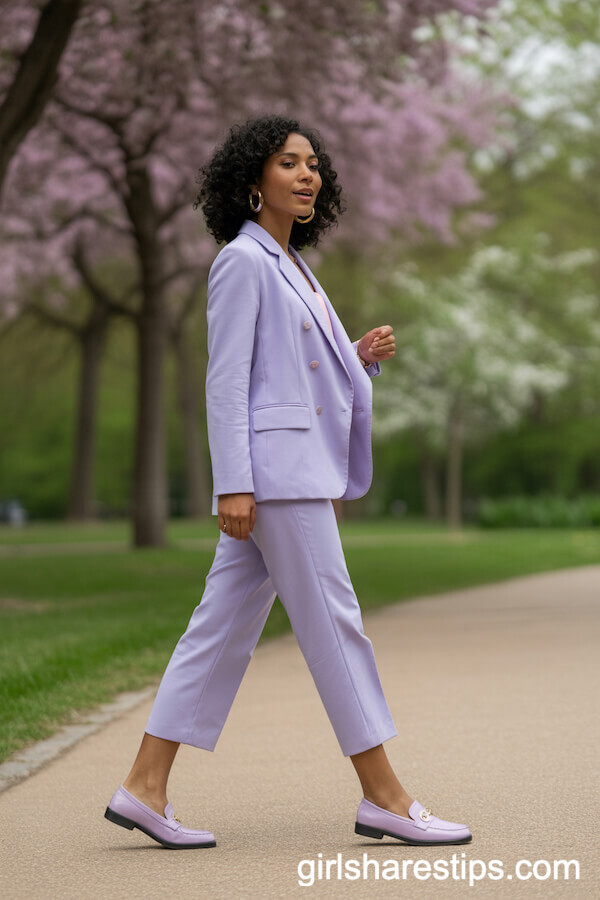 Lavender Monochrome Pantsuit for Stylish Spring Days