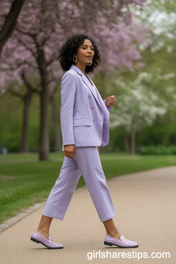 Lavender Monochrome Pantsuit for Stylish Spring Days