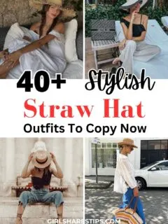 straw hat outfit ideas collage