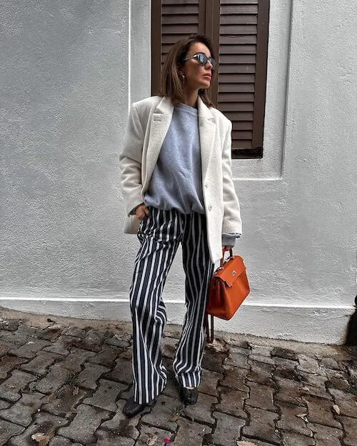 striped pants outfits