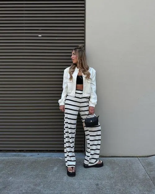 striped pants outfits