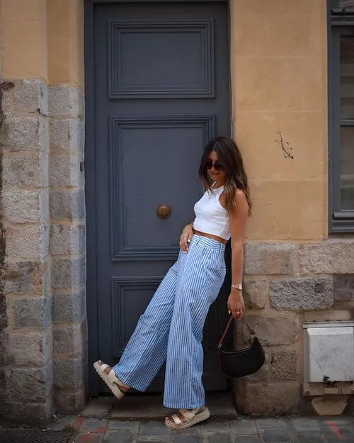 striped pants outfits