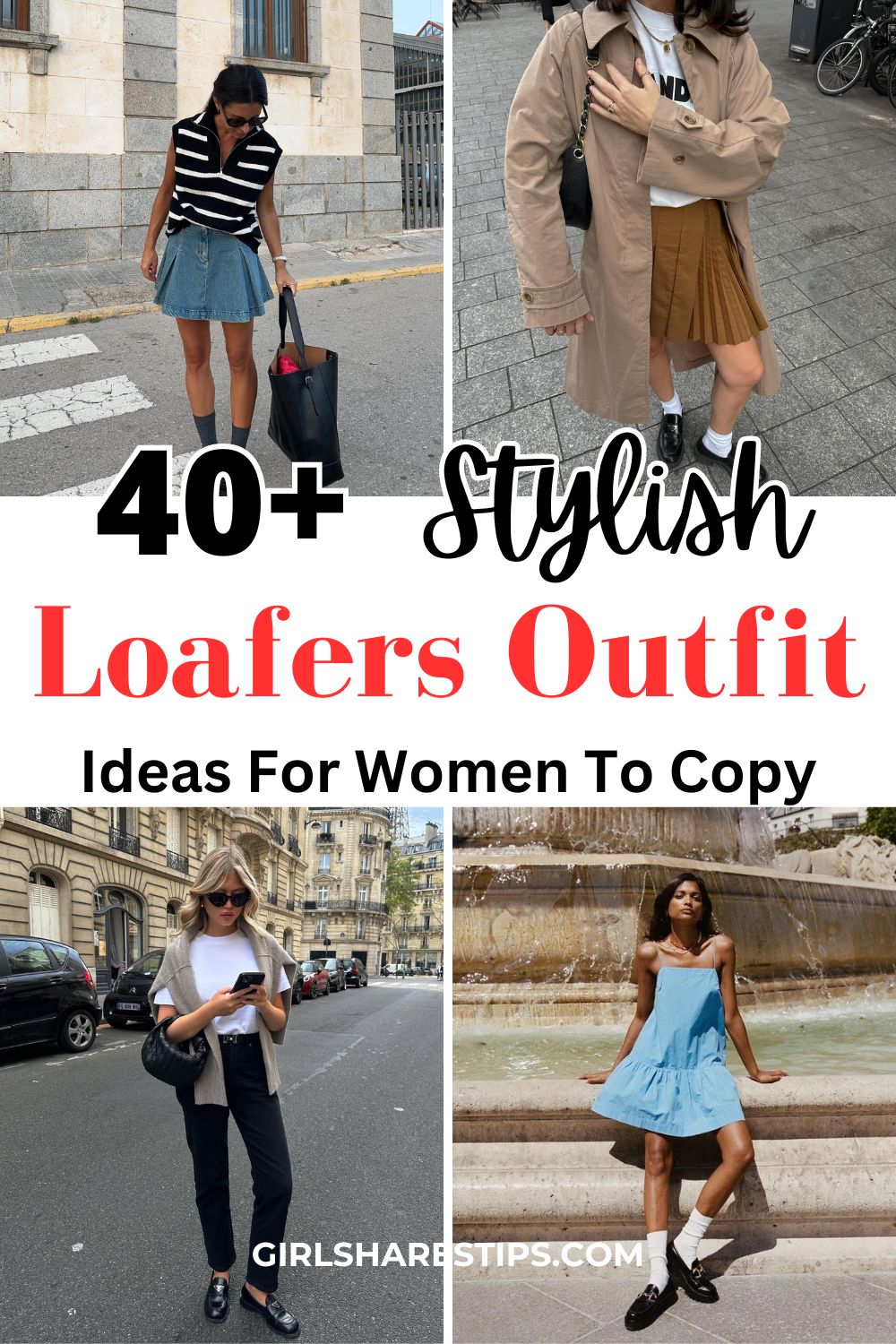 stylish loafers outfit ideas for women collage