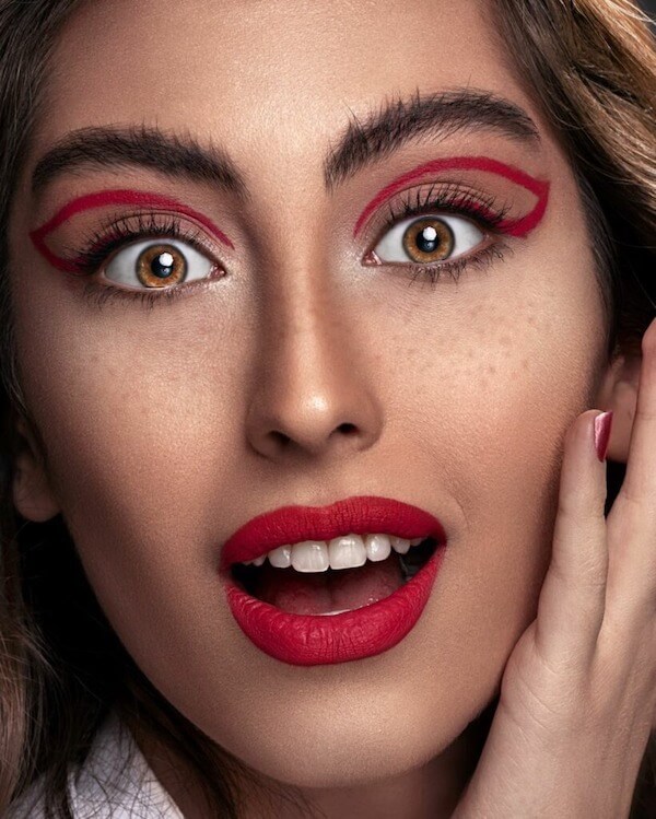 Bold Red Graphic Liner Makeup