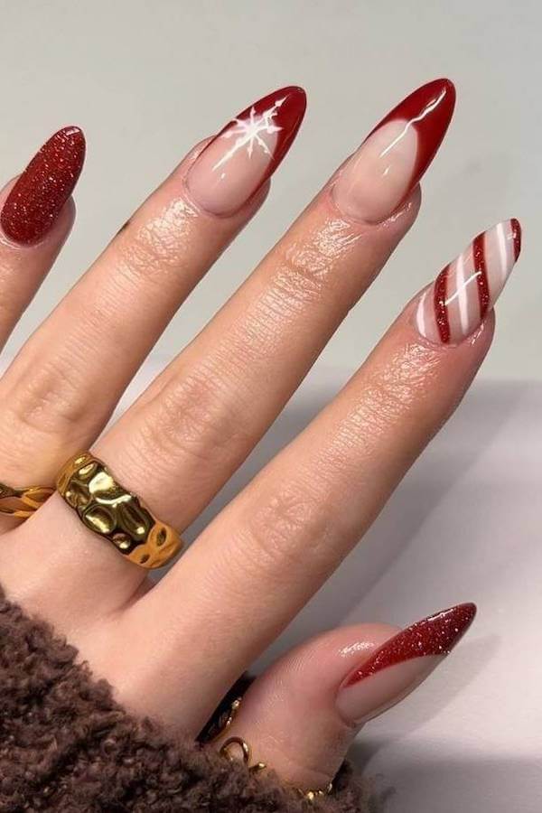 Red French Tip Christmas Nails