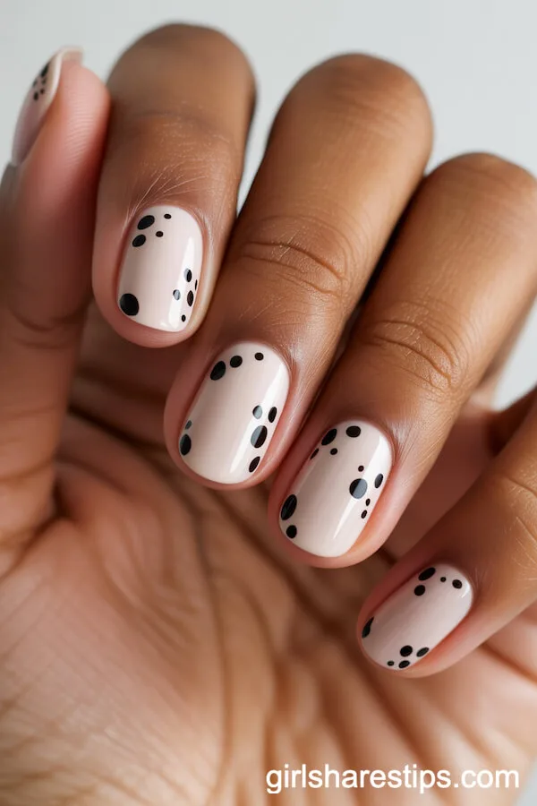 White Tapered Nails with Black 101 Dalmatians Dots