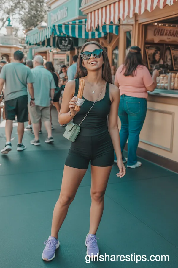 Maleficent-Inspired Athletic Romper and Purple Sneakers