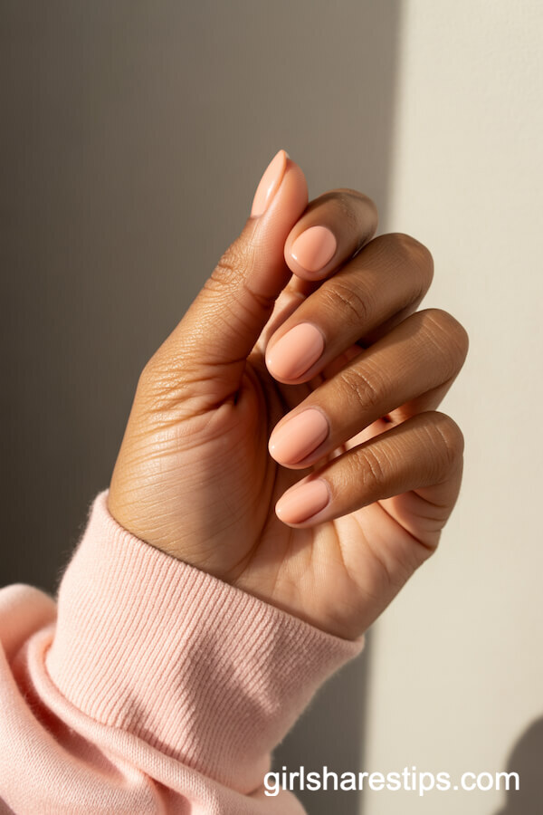 Soft Peach Matte Oval Nails