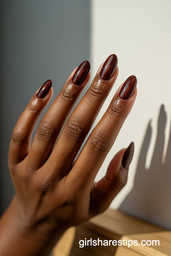 Chestnut Velvet Squoval Nails