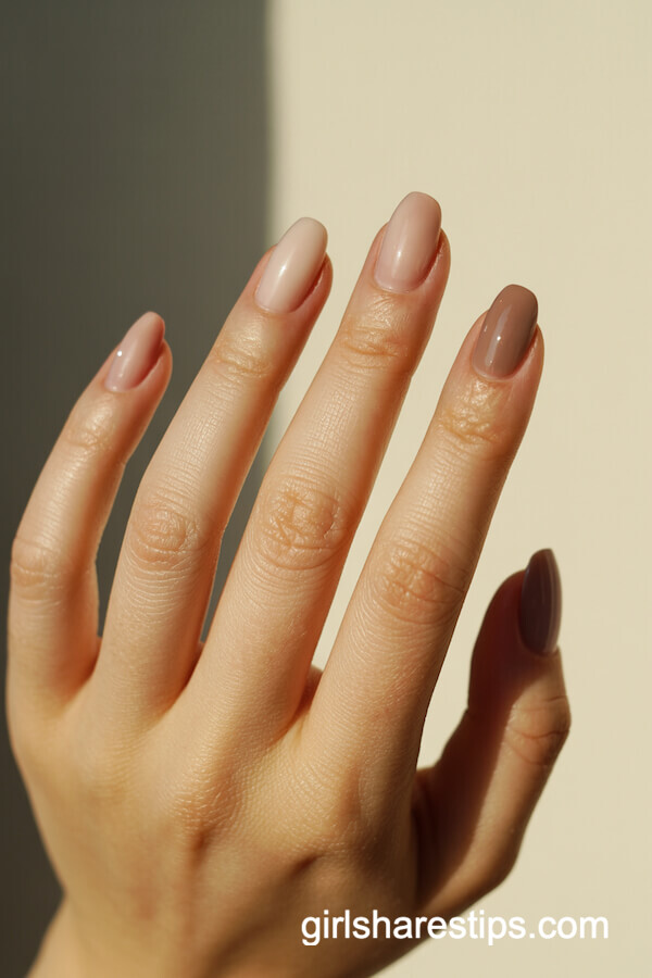 Nude Gradient Short Nails