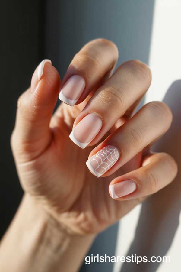 Sheer Pink with Spider Web Accent