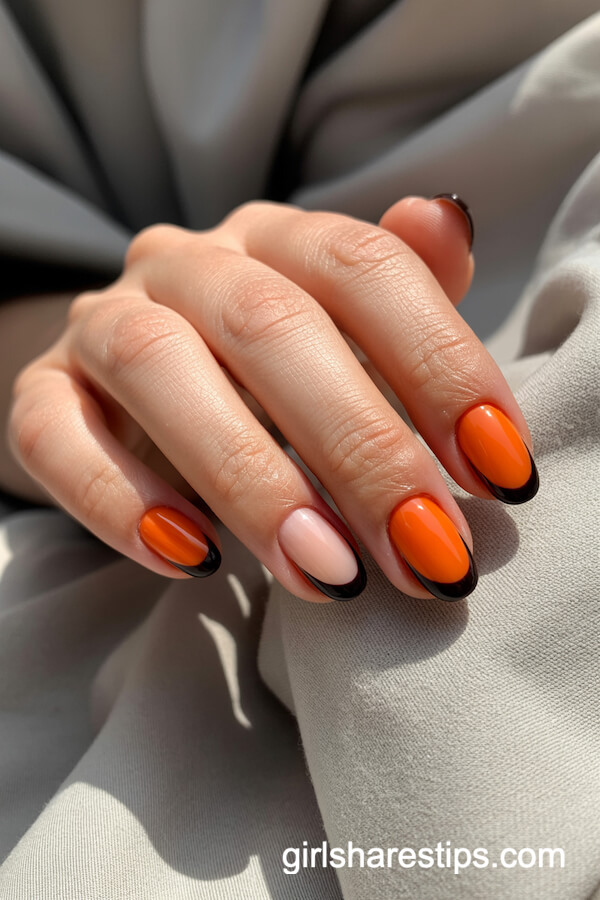 Orange with Black Half-Moon Tips