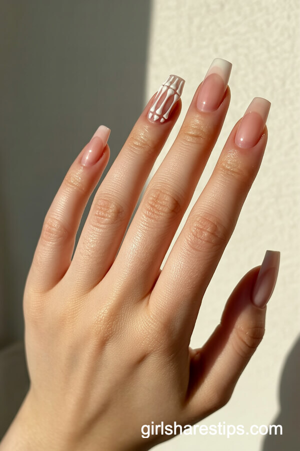 Sheer Pink with Skeletal Design