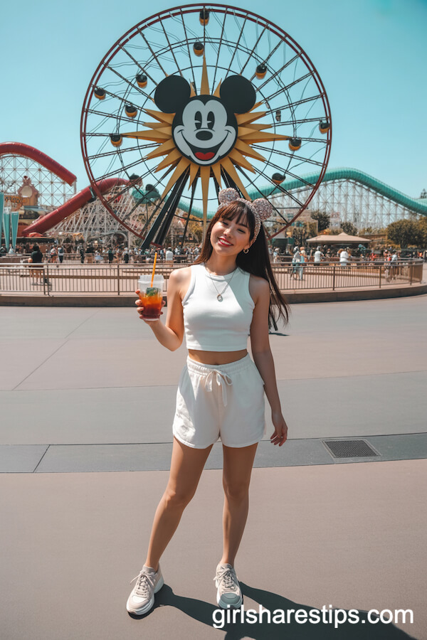 White Sleeveless Crop and Shorts With Sparkly Mickey Ears Headband