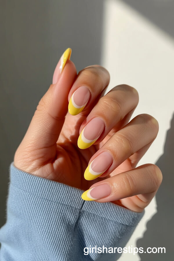 Pastel Yellow French Tips for a Fresh Summer Twist