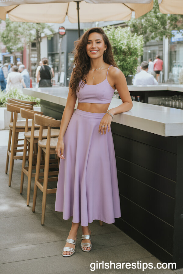 Lilac Two-Piece Set with Dainty Sandals