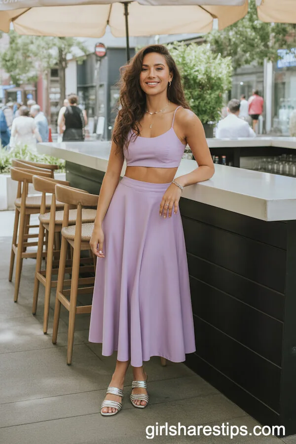 Lilac Two-Piece Set with Dainty Sandals