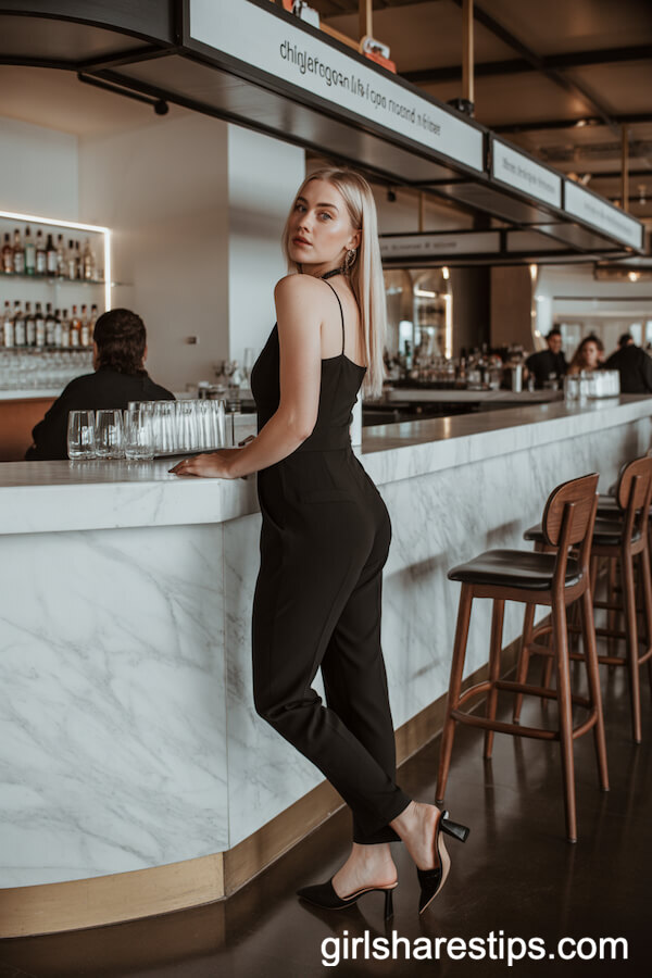 Black Sleeveless Jumpsuit Pointed Mules