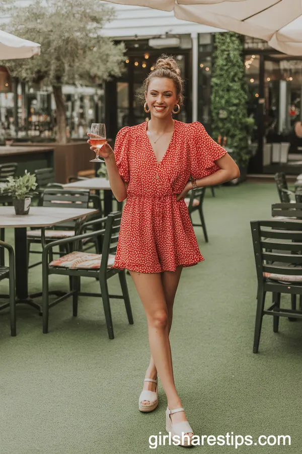 Red Polka Dot Romper with Espadrilles
