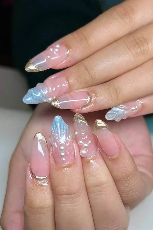 summer blue nails
