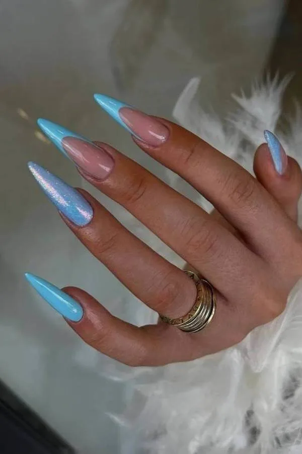 summer blue nails