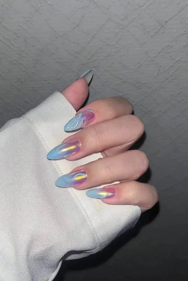 summer blue nails