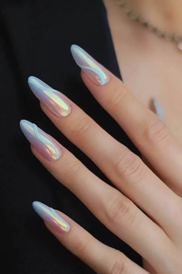summer blue nails