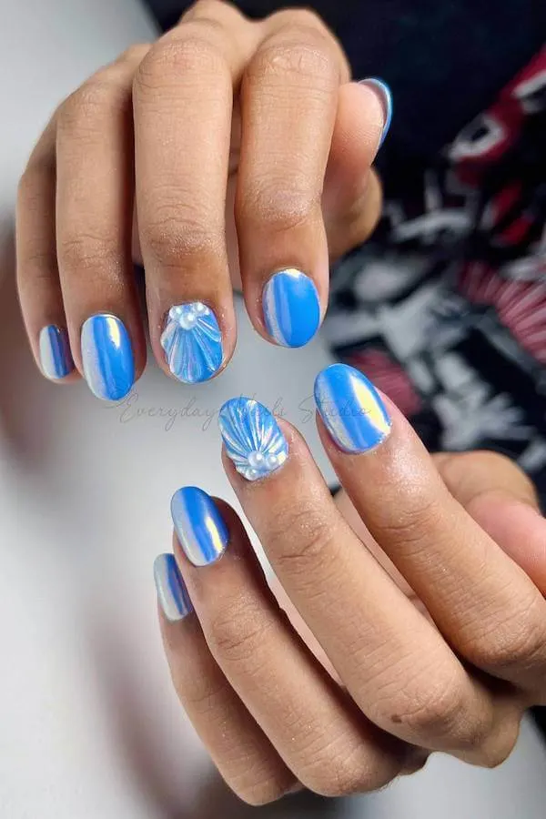 summer blue nails