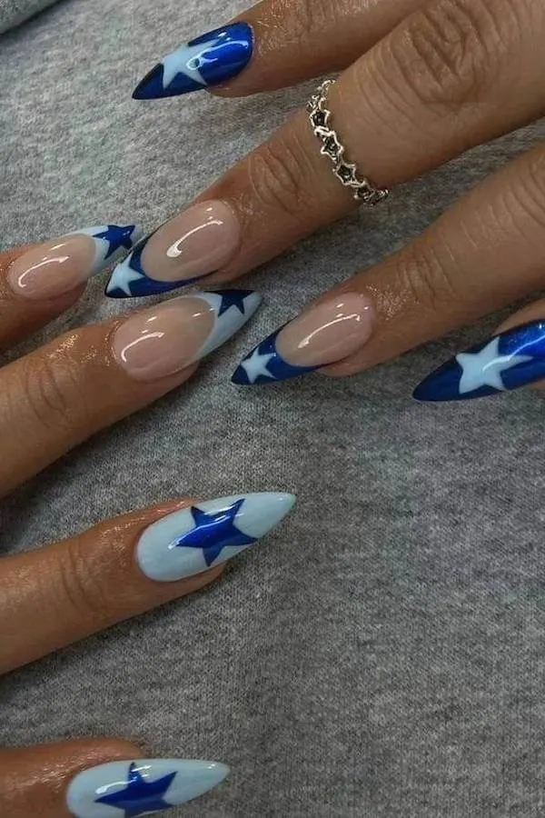 summer blue nails