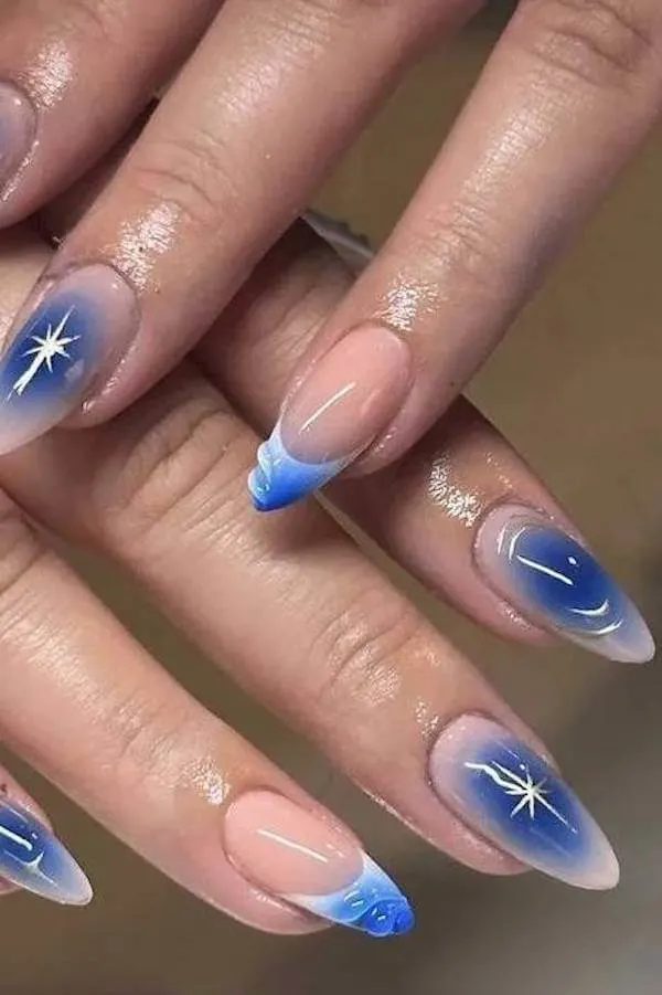 summer blue nails
