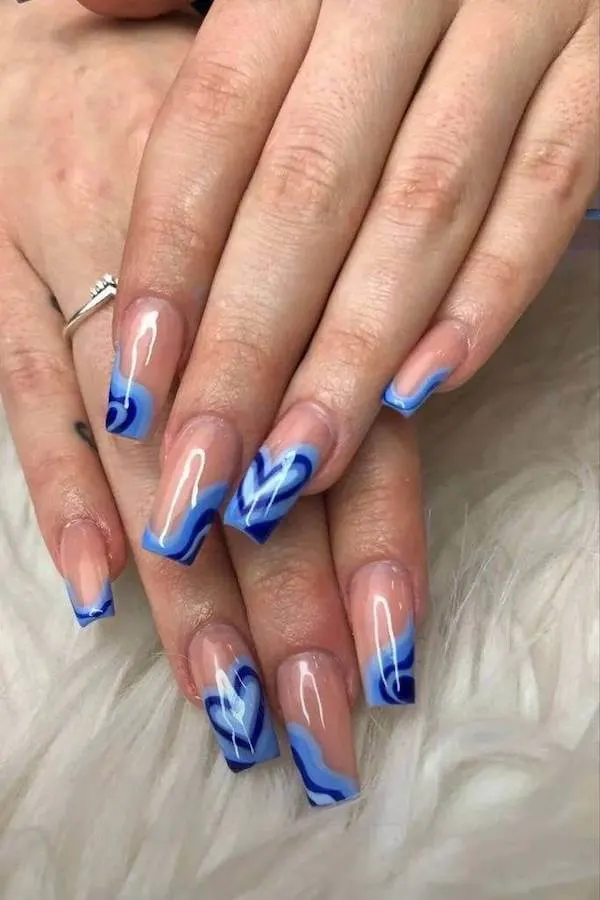 summer blue nails