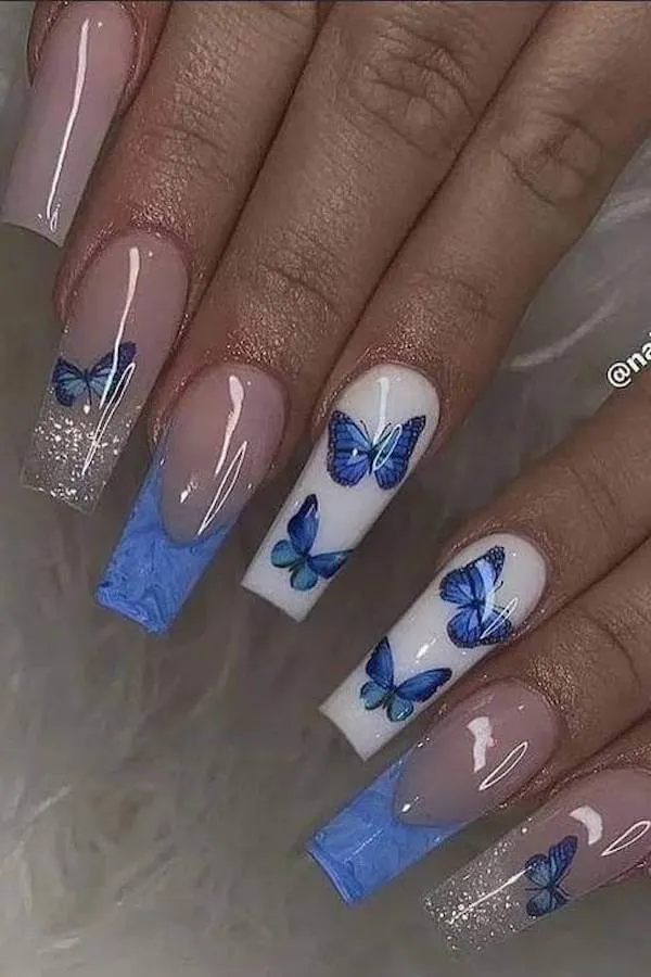 summer blue nails
